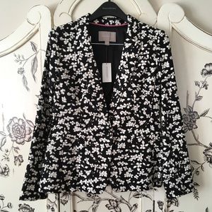 NWT Banana Republic Floral Black/White Blazer, 10